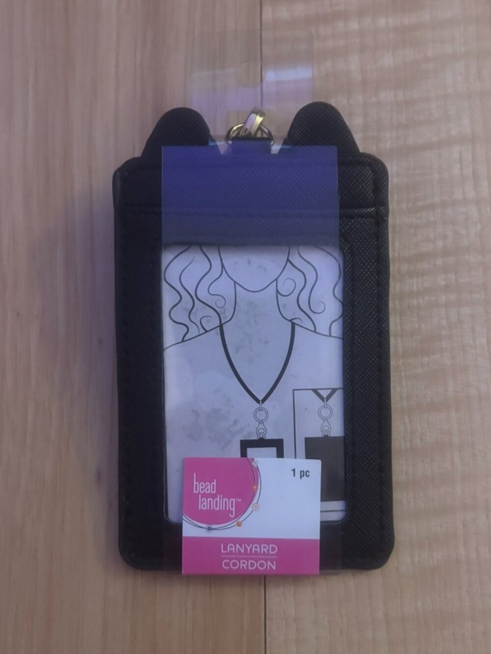 NWT Black ID Badge Holder with Chain Lanyard